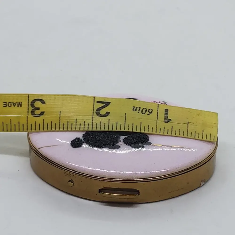 Vintage Flair Fifth Avenue Pink Poodle Powder Compact Flocked Vanity Mirror RARE